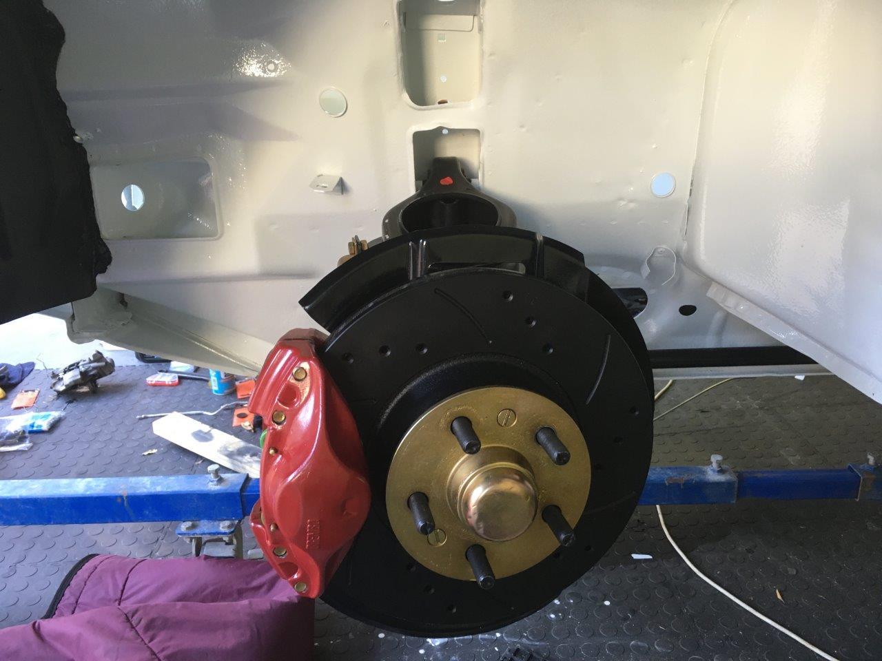 Nicely back together and new brake discs fitted (slotted and grooved) also from EBC Brakes in the UK.