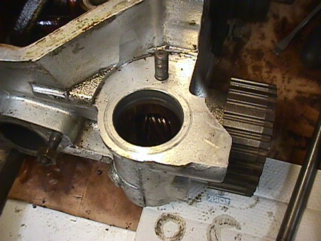 Gear showing through the hole where the dizzy goes