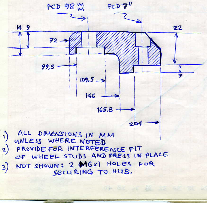 Horizontal dimensions shown are diameters!