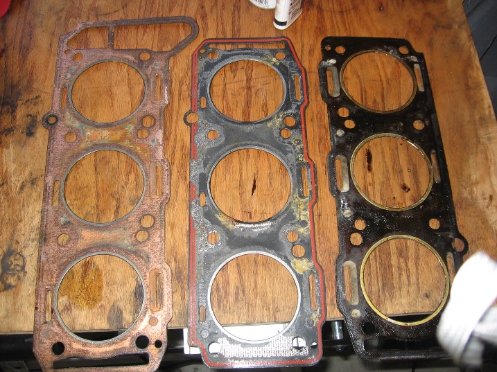 Left to right:Unknow manufacture copper coated (Very nice condition, comes off easily)...Guarnit Auto(POS in my opinion)....Goetze (Very nicecondition comes off easily)