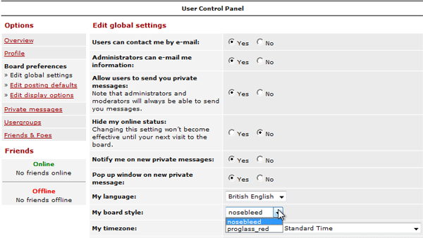 User Preferences Interface